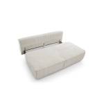 Canapea ~LOMMA~ extensibila, material velur raiat, culoare crem, 200 cm lungime, extensia 160x200 cm - imagine 5