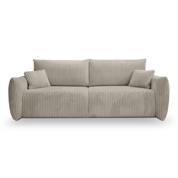 Canapea ~MILLORA~ extensibilă cu ladă de depozitare, material velur raiat catifelat, culoare cappuccino, 245 cm lungime - imagine 2