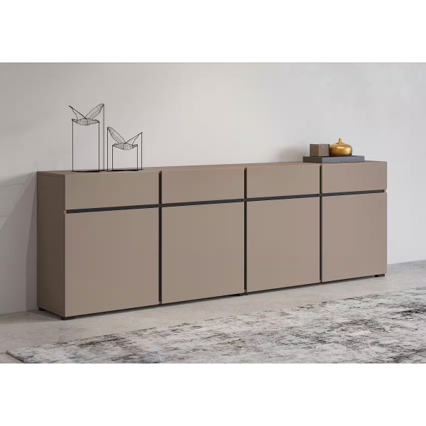 Comodă, 4 uși și 4 sertare, culoare cappuccino, 225 cm lungime - imagine 2