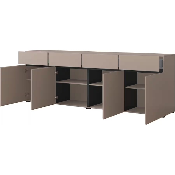 Comodă, 4 uși și 4 sertare, culoare cappuccino, 225 cm lungime - imagine 4