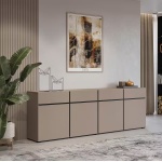Comodă, 4 uși și 4 sertare, culoare cappuccino, 225 cm lungime