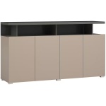 Comodă, 4 uși batante, culoare cappuccino cu negru, 153 cm lungime - imagine 2