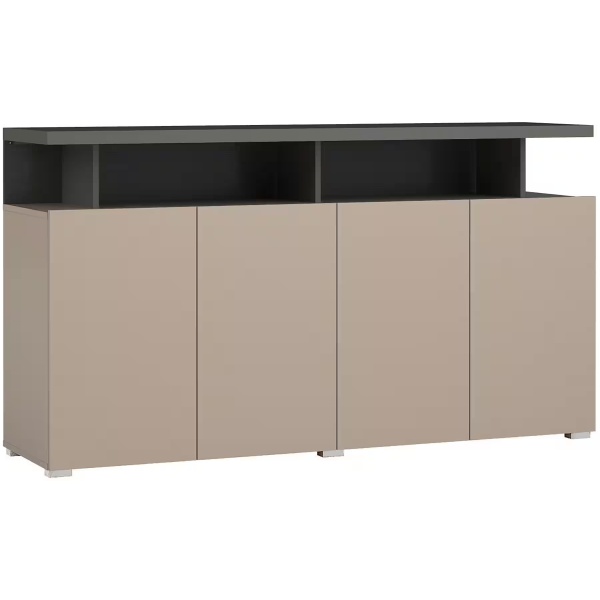 Comodă, 4 uși batante, culoare cappuccino cu negru, 153 cm lungime - imagine 2
