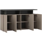Comodă, 4 uși batante, culoare cappuccino cu negru, 153 cm lungime - imagine 3