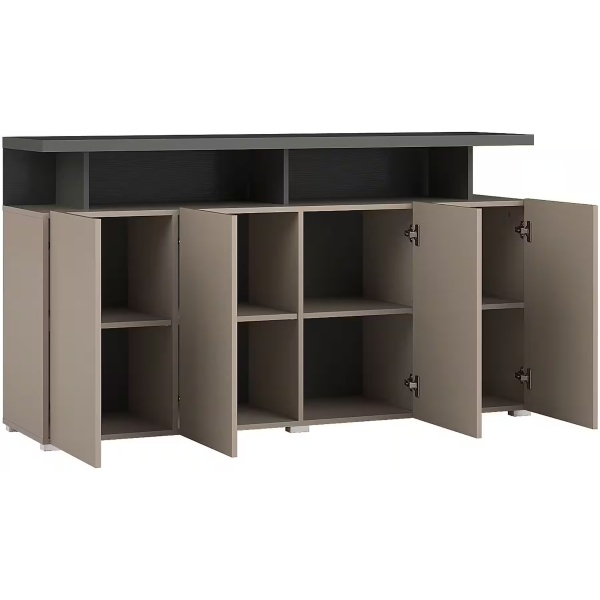 Comodă, 4 uși batante, culoare cappuccino cu negru, 153 cm lungime - imagine 3