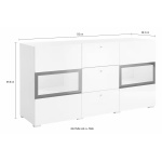 Comodă, 2 uși și 3 sertare, culoare alb cu negru, LED-uri, 132 cm lungime - imagine 7