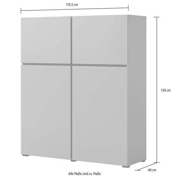 Comodă, 4 uși batante, culoare verde mentă, 120 cm lungime - imagine 6