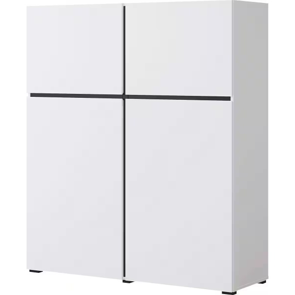 Comodă, 4 uși batante, culoare alb-negru, 120 cm lungime - imagine 3