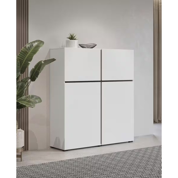 Comodă, 4 uși batante, culoare alb-negru, 120 cm lungime - imagine 1