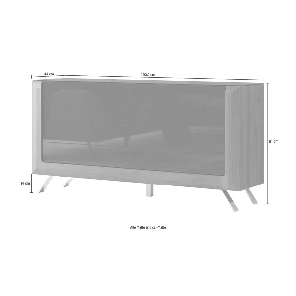 Comodă, 2 uși batante, culoare negru-stejar închis, 161 cm lungime - imagine 5
