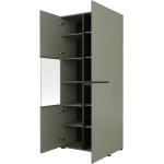 Vitrină, 2 uși batante, sticlă, culoare verde fistic-negru, 80 cm lungime - imagine 3