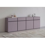 Comodă, 4 uși batante, 4 sertare, culoare mov-negru, 225 cm lungime - imagine 2
