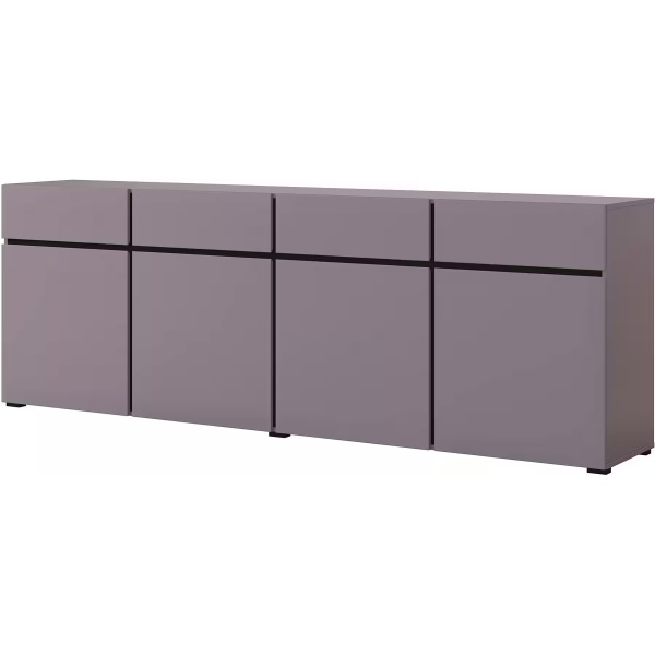 Comodă, 4 uși batante, 4 sertare, culoare mov-negru, 225 cm lungime - imagine 3