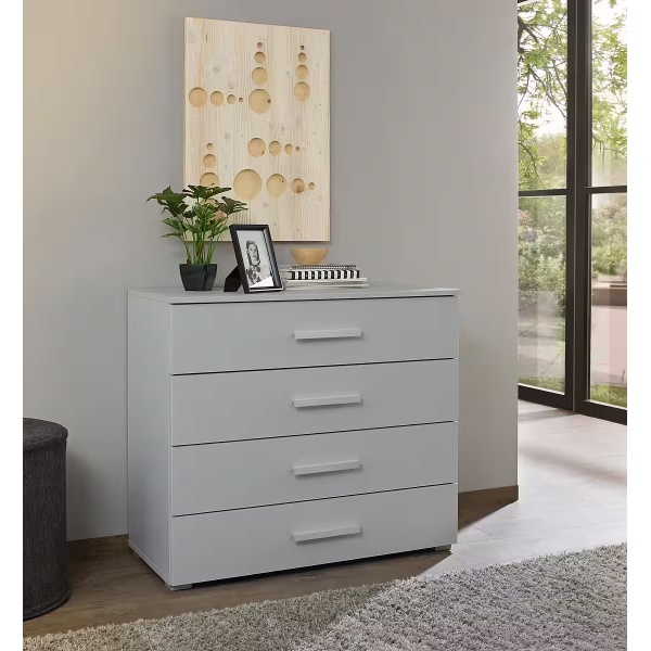 Comodă, 4 sertare, culoare gri mătase, 93 cm lungime - imagine 1