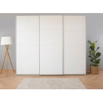 Dressing 271 cm lungime, 3 uși glisante, full alb, compartimentare premium, 229 cm înălțime