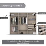 Dressing 271 cm lungime, 3 uși glisante, full alb, compartimentare premium, 229 cm înălțime - imagine 3
