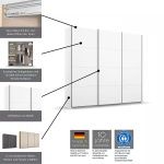 Dressing 271 cm lungime, 3 uși glisante, full alb, compartimentare premium, 229 cm înălțime - imagine 4