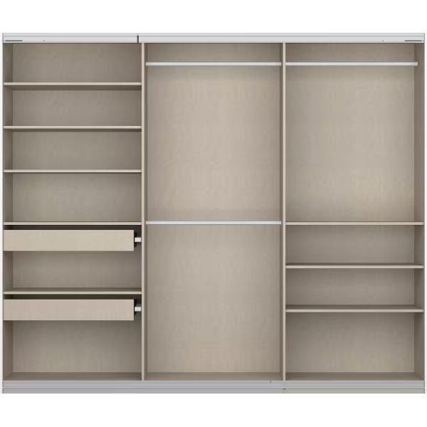 Dressing 271 cm lungime, 3 uși glisante, full alb, compartimentare premium, 229 cm înălțime - imagine 5