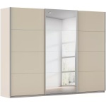 Dressing 271 cm lungime, 3 uși glisante, oglindă pe mijloc, culoare crem, compartimentare premium, 229 cm înălțime - imagine 2