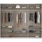Dressing 271 cm lungime, 3 uși glisante, oglindă pe mijloc, culoare crem, compartimentare premium, 229 cm înălțime - imagine 3