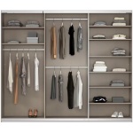 Dressing 271 cm lungime, 3 uși glisante, oglindă pe mijloc, culoare crem, compartimentare premium, 229 cm înălțime - imagine 5