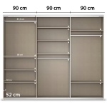Dressing 271 cm lungime, 3 uși glisante, oglindă pe mijloc, culoare crem, compartimentare premium, 229 cm înălțime - imagine 14