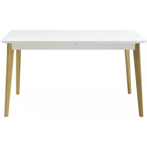 Masă extensibilă, culoare albă, picioare lemn, 140-180 cm - imagine 2