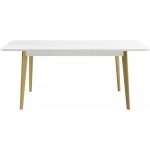 Masă extensibilă, culoare albă, picioare lemn, 140-180 cm - imagine 3