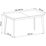 Masă extensibilă, culoare albă, picioare lemn, 140-180 cm - imagine 5