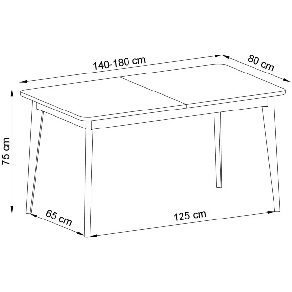 Masă extensibilă, culoare albă, picioare lemn, 140-180 cm - imagine 5