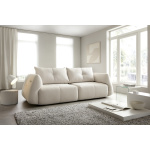 Canapea ~SPLENDORA~ premium, smart, extensie electrica, spatiu de dormit 140/200 cm, charger USB, material impermeabil, culoare crem-rose, 255 cm lungime