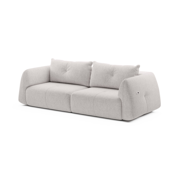Canapea ~SPLENDORA~ premium, smart, extensie electrica, spatiu de dormit 140/200 cm, charger USB, material impermeabil, culoare crem-rose, 255 cm lungime - imagine 2