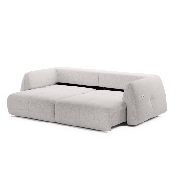 Canapea ~SPLENDORA~ premium, smart, extensie electrica, spatiu de dormit 140/200 cm, charger USB, material impermeabil, culoare crem-rose, 255 cm lungime - imagine 5