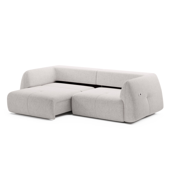Canapea ~SPLENDORA~ premium, smart, extensie electrica, spatiu de dormit 140/200 cm, charger USB, material impermeabil, culoare crem-rose, 255 cm lungime - imagine 7