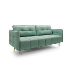 Canapea ~ARIEL~ extensibilă cu ladă de depozitare, material microfibră impermeabilă, culoare emerald blue, picioare aurii, 225 cm lungime, extensia 140/200 cm - imagine 3