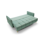 Canapea ~ARIEL~ extensibilă cu ladă de depozitare, material microfibră impermeabilă, culoare emerald blue, picioare aurii, 225 cm lungime, extensia 140/200 cm - imagine 6