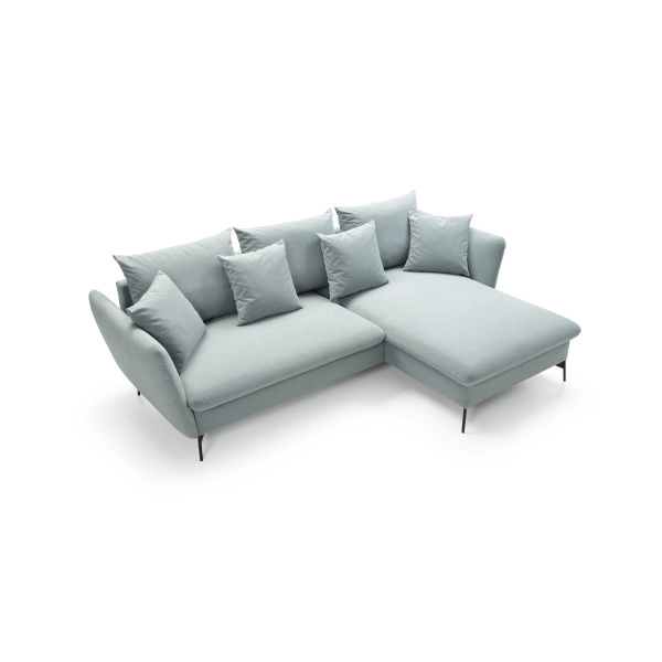 Colțar ~VOLANTE~ extensibil cu ladă de depozitare, picioare negre metalice, 258/167 cm, extensia 135/224 cm - imagine 5