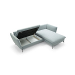 Colțar ~VOLANTE~ extensibil cu ladă de depozitare, picioare negre metalice, 258/167 cm, extensia 135/224 cm - imagine 6