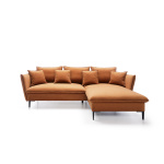 Colțar ~ISALDA~ extensibil cu ladă de depozitare, material catifelat, picioare negre metalice, 258/167 cm, extensia 140/220 cm - imagine 2