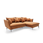 Colțar ~ISALDA~ extensibil cu ladă de depozitare, material catifelat, picioare negre metalice, 258/167 cm, extensia 140/220 cm - imagine 3