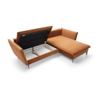 Colțar ~ISALDA~ extensibil cu ladă de depozitare, material catifelat, picioare negre metalice, 258/167 cm, extensia 140/220 cm - imagine 7