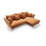 Colțar ~ISALDA~ extensibil cu ladă de depozitare, material catifelat, picioare negre metalice, 258/167 cm, extensia 140/220 cm - imagine 9
