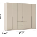 Dulap 271 cm lungime, 6 uși batante, 2 sertare, culoare cașmir, compartimentare premium, 229 cm înălțime - imagine 8