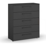 Comodă gri închis 80 cm cu 5 sertare, compartimentare practică și design modern pentru depozitare