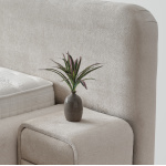 Boxspring ~Bora Bora~ cu lada de depozitare, saltea cu topper integrat, material țesătură catifelată plușată, culoare ivory - imagine 5
