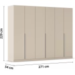 Dulap 271 cm lungime, 6 uși batante, culoare cașmir, compartimentare premium, 229 cm înălțime - imagine 9