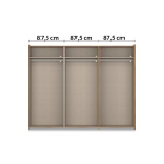 Dressing 264 cm lungime, 2 uși glisante, oglindă pe mijloc, culoare gri antracit, 210 cm înălțime - imagine 6