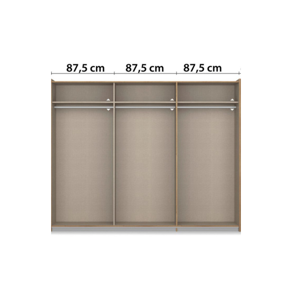 Dressing 264 cm lungime, 2 uși glisante, oglindă pe mijloc, culoare gri antracit, 210 cm înălțime - imagine 6