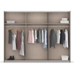 Dressing 271 cm lungime, 2 uși glisante, oglindă pe mijloc, riflaje, culoare gri antracit și maro, 210 cm înălțime - imagine 4