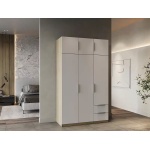 Dulap 120 cm lungime, 6 uși batante, 2 sertare, culoare alb-sonoma, 203 cm înălțime